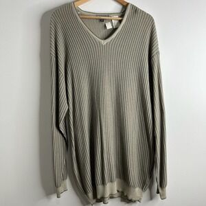 Vintage 90s Fiume Mens Sweater M‎ V-Neck Ribbed Grunge Grandpa Cobain Y2K Italy